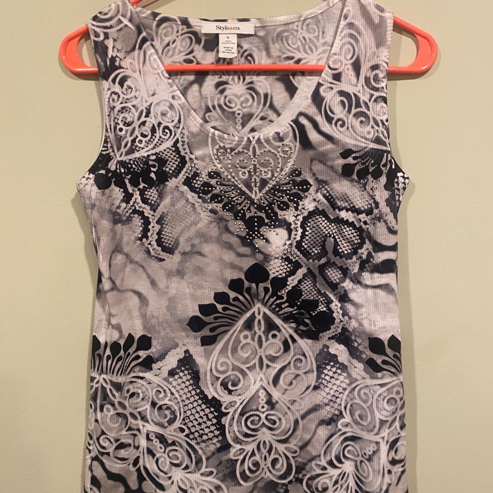 STYLUS Monochrome Patterned Tank Top